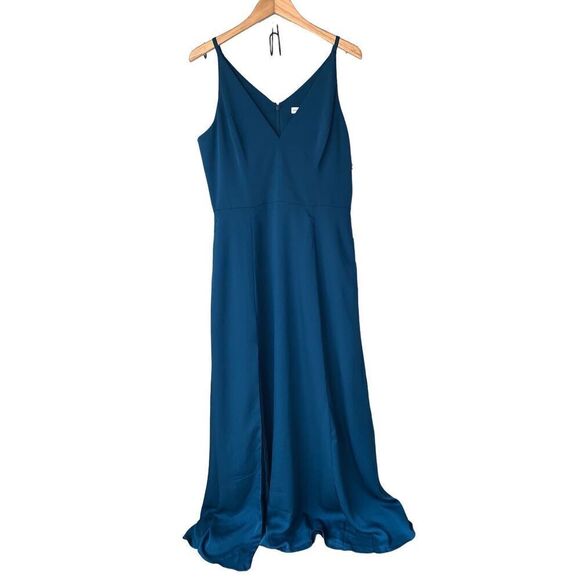 Dress The Population Iris Slit Crepe Gown In Peacock Blue/Teal size XL - Picture 5 of 13